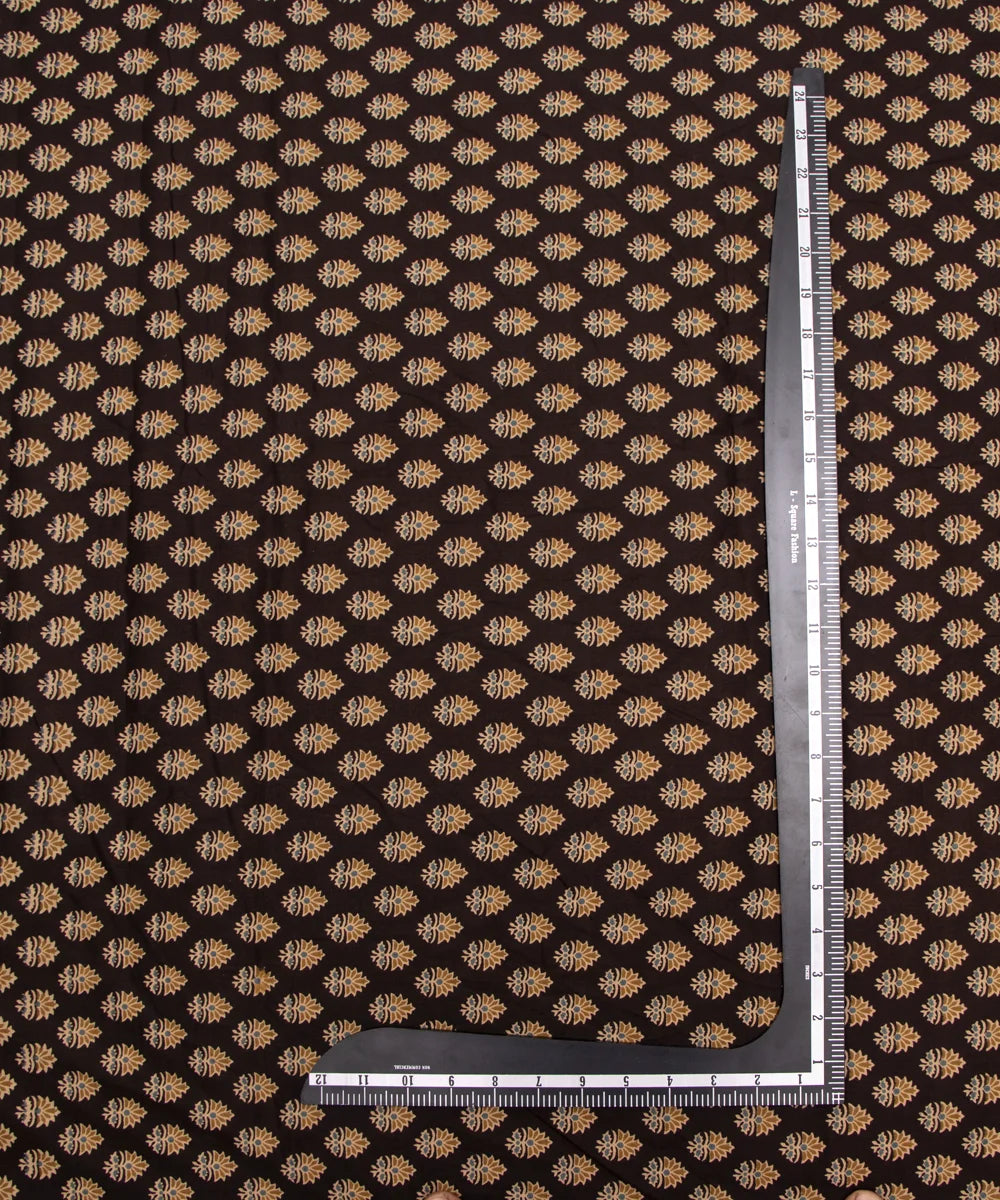 Jaipuri Screen Printed Dark Brown Ajrakh Look Pure Cotton Fabric