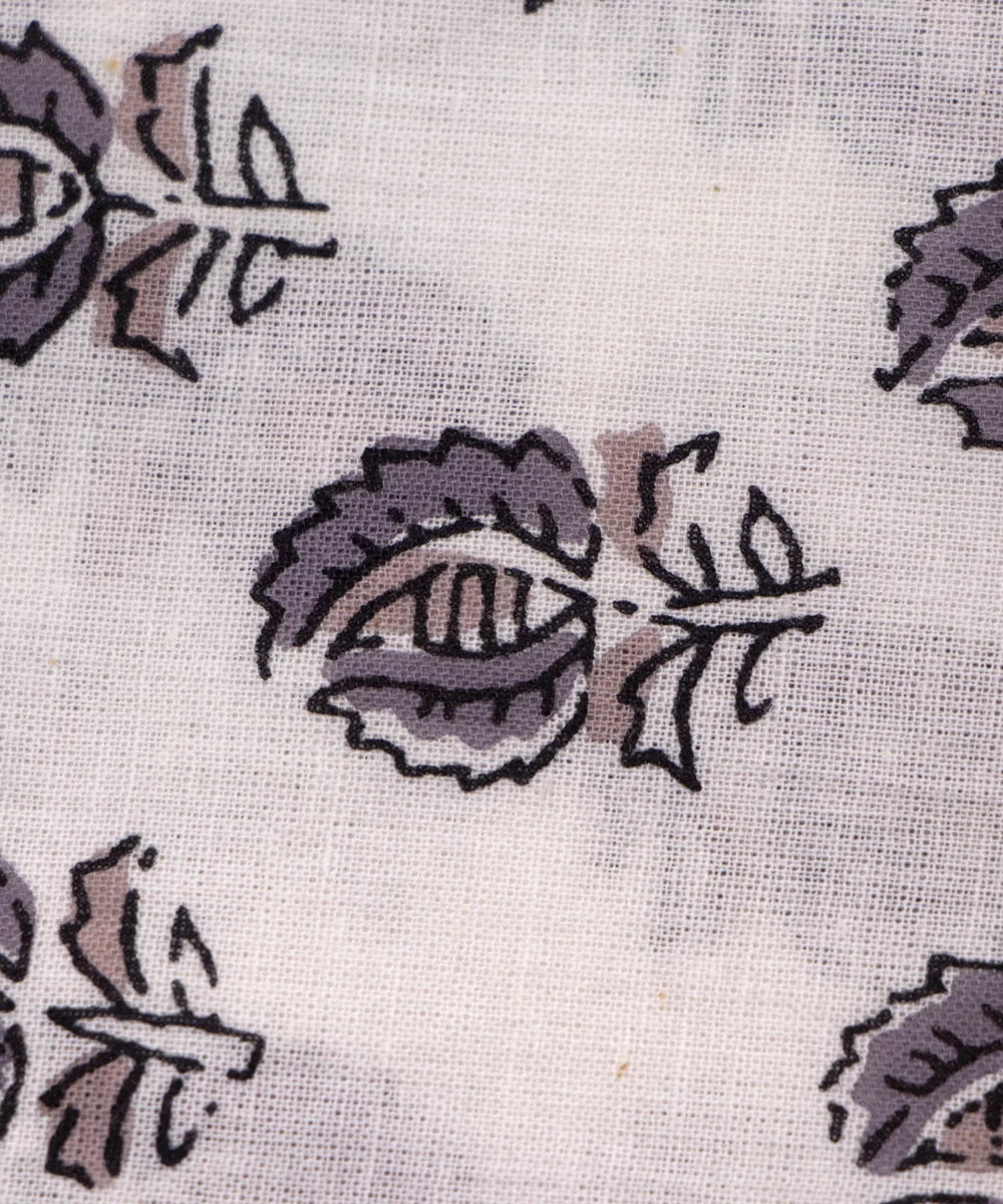 Jaipuri Screen Printed White Butti Pure Cotton Fabric