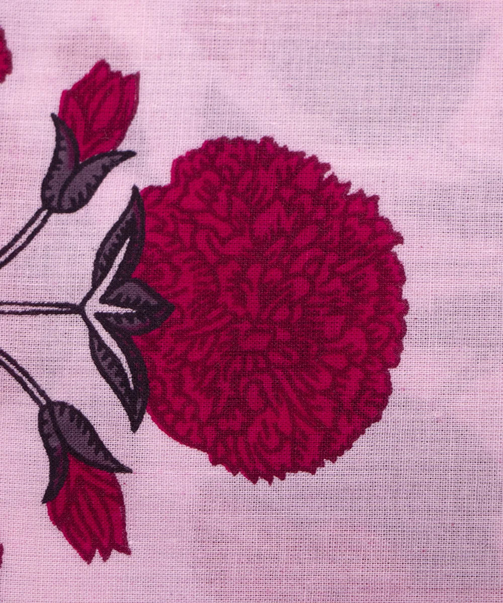 Jaipuri Screen Light Pink Mughal Print Pure Cotton Fabric