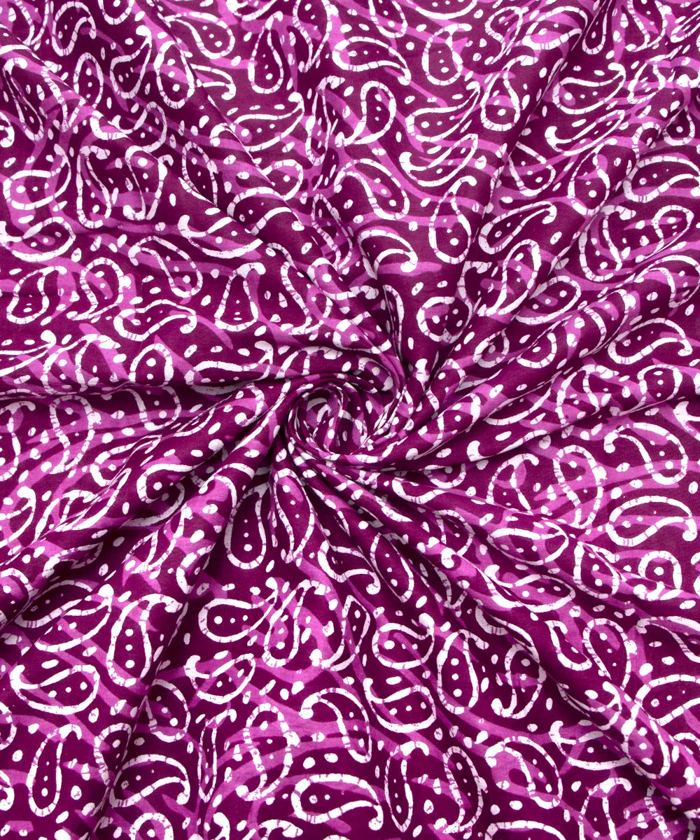 Jaipuri Screen Printed Purple Floral Butti Pure Cotton Fabric
