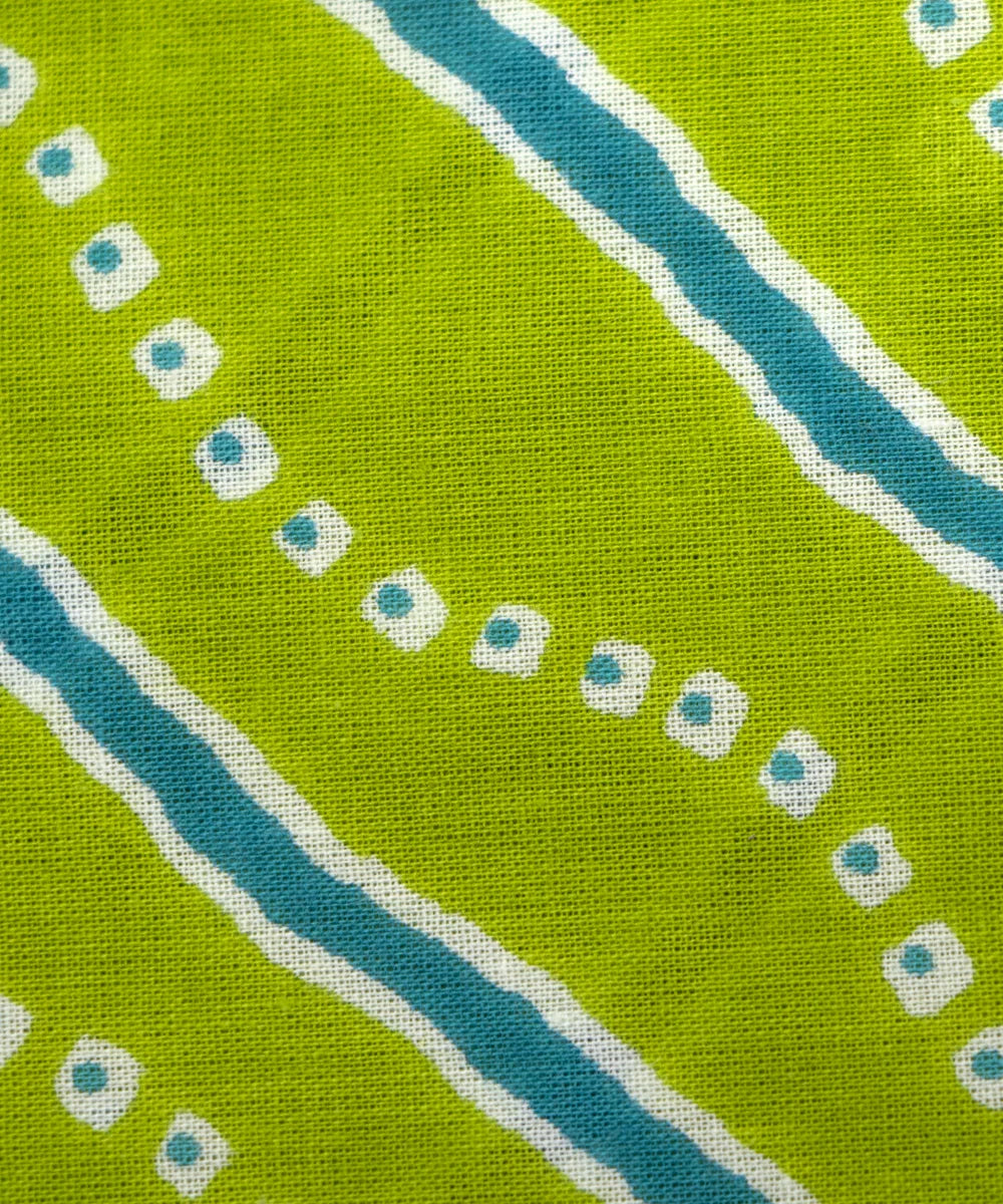 Jaipuri Screen Green Leheriya Printed Pure Cotton Fabric