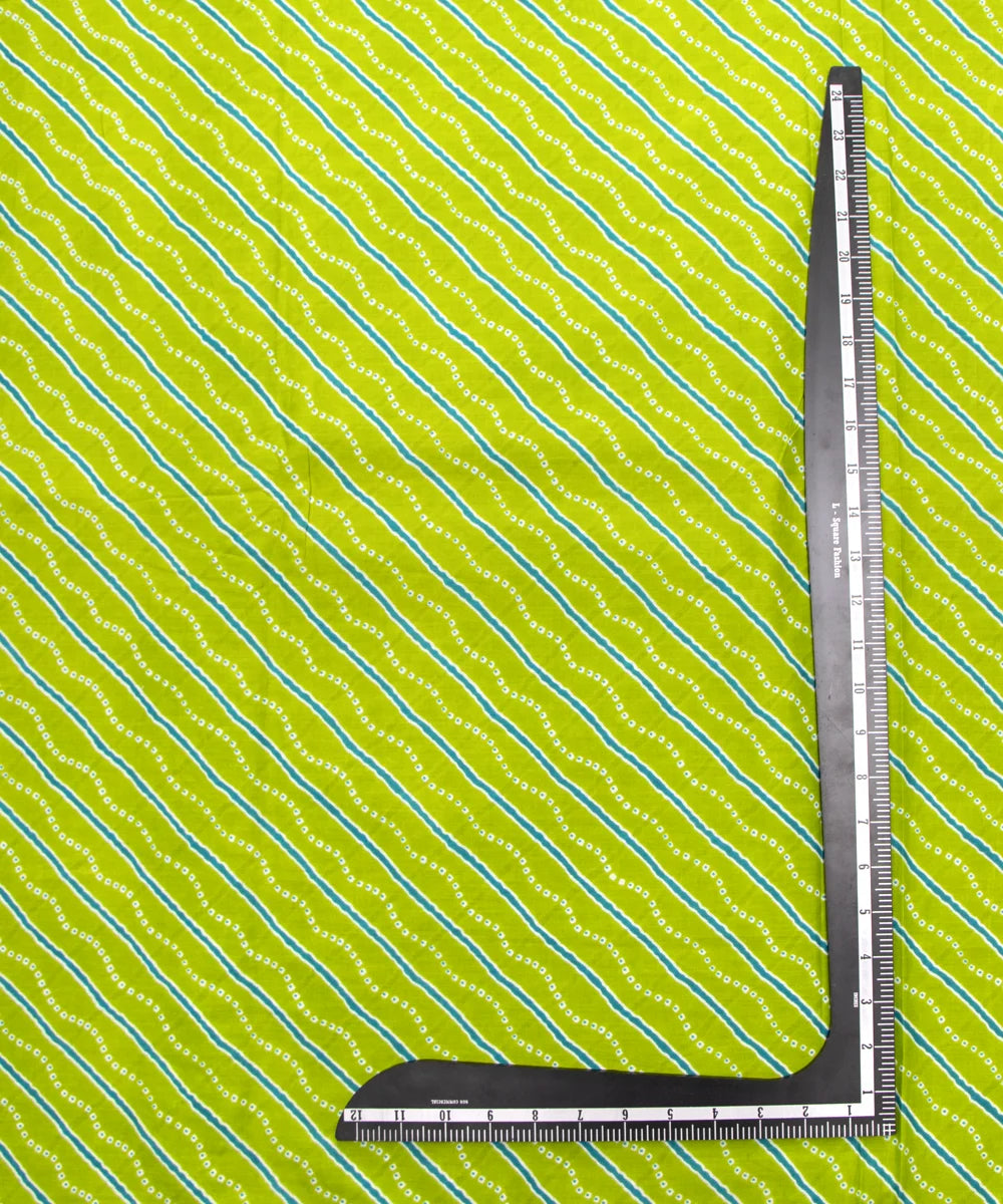 Jaipuri Screen Green Leheriya Printed Pure Cotton Fabric