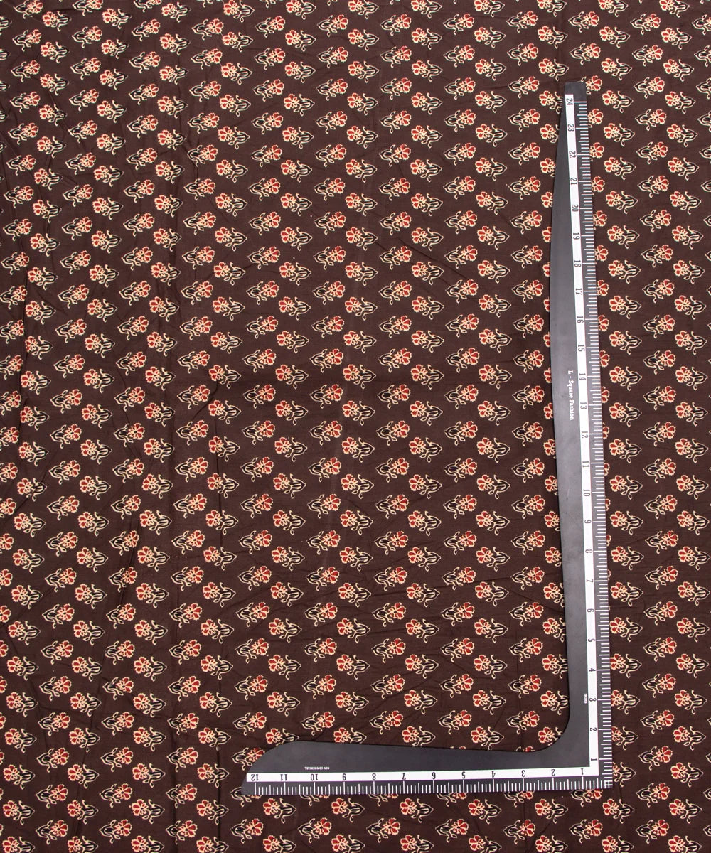 Screen Dark Brown Printed Pure Cotton Fabric Set  ( Top and bottom 2.5 meter each )