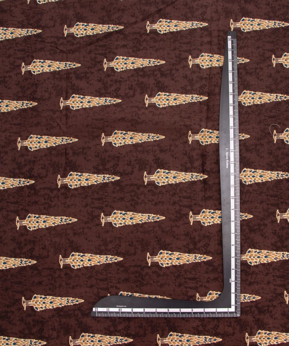 Screen Dark Brown Printed Pure Cotton Fabric Set  ( Top and bottom 2.5 meter each )