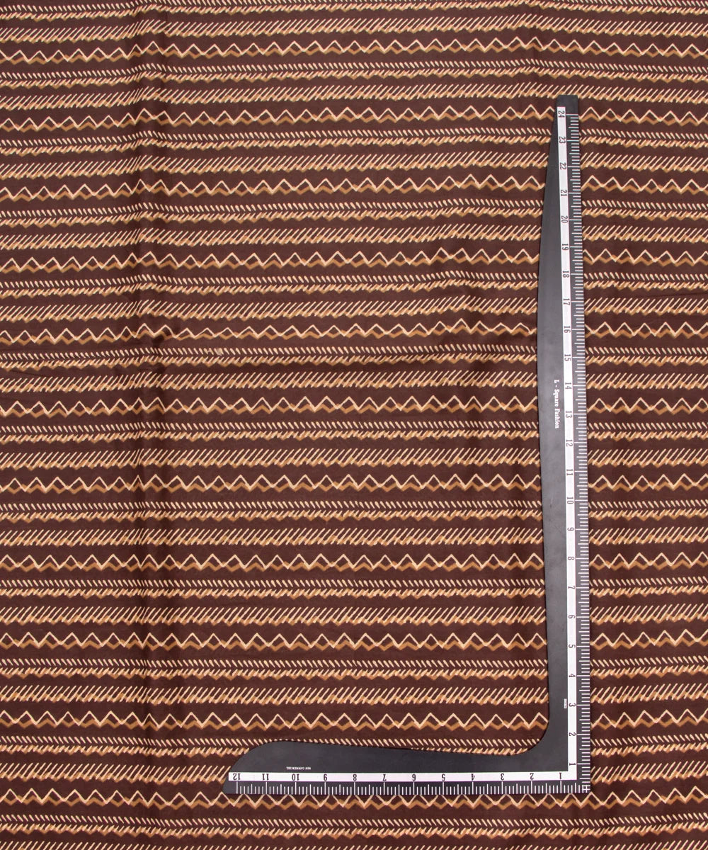 Screen Dark Brown Printed Pure Cotton Fabric Set  ( Top and bottom 2.5 meter each )