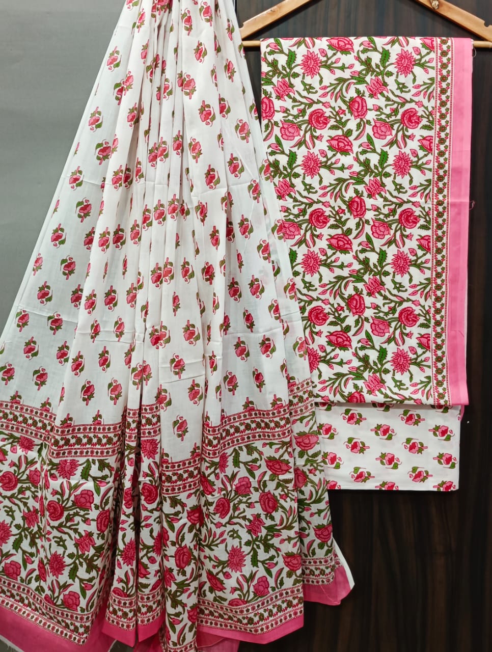 Screen Printed White Cotton Salwar Suit With Mulmul Dupatta