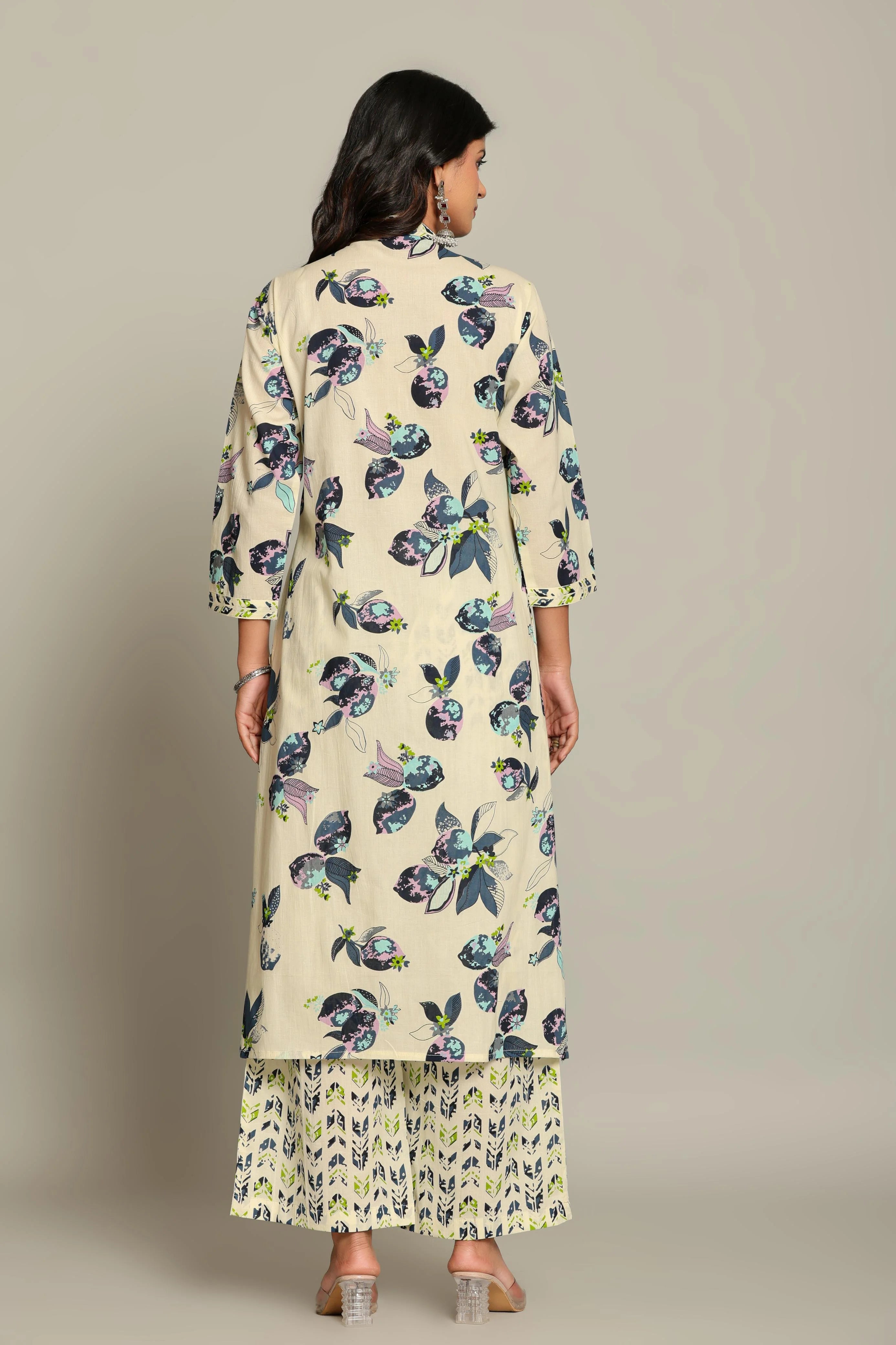 Latest Printed Pure Cotton Straight Kurti Pant Dupatta Set