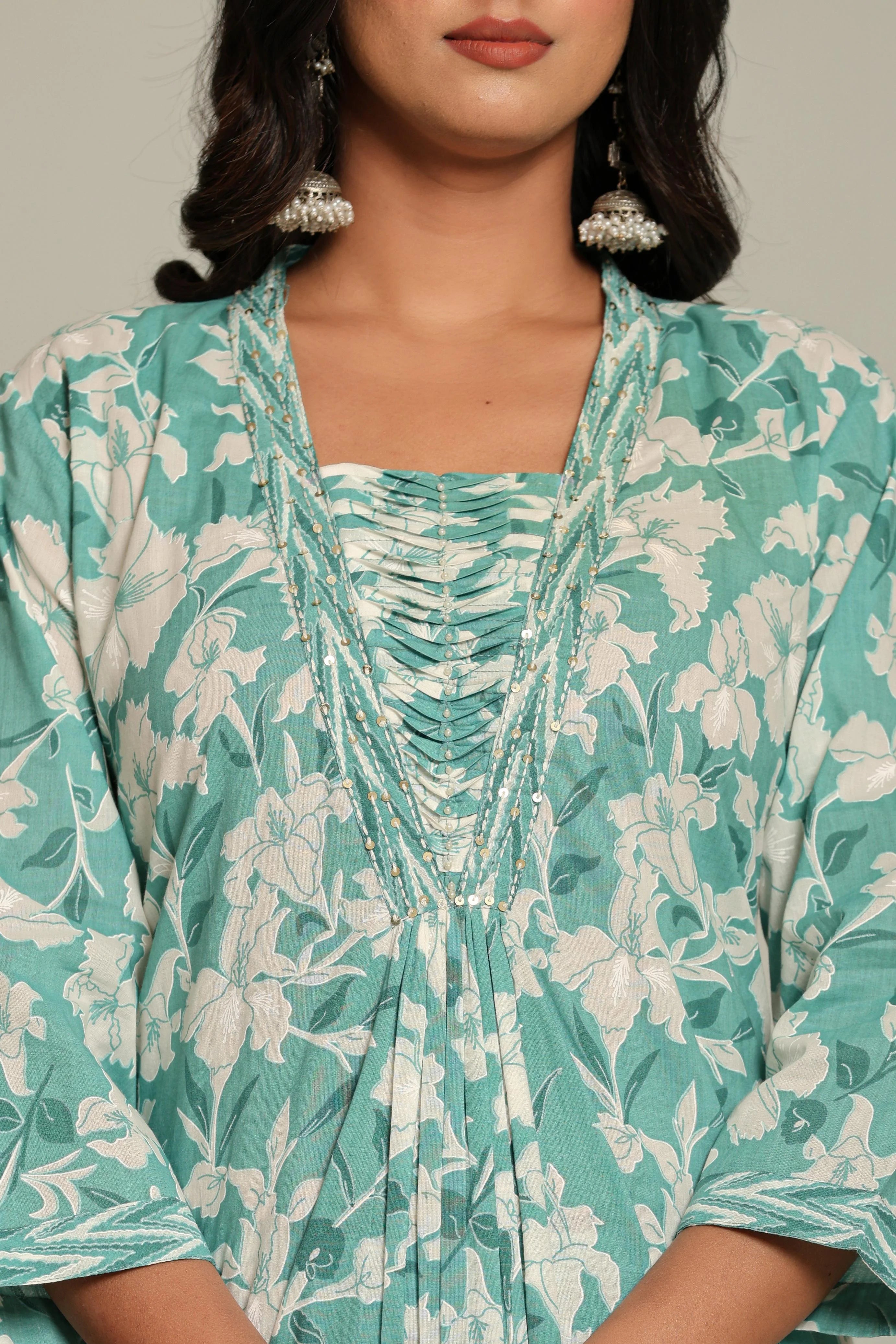 Latest Printed Pure Cotton Straight Kurti Pant Dupatta Set