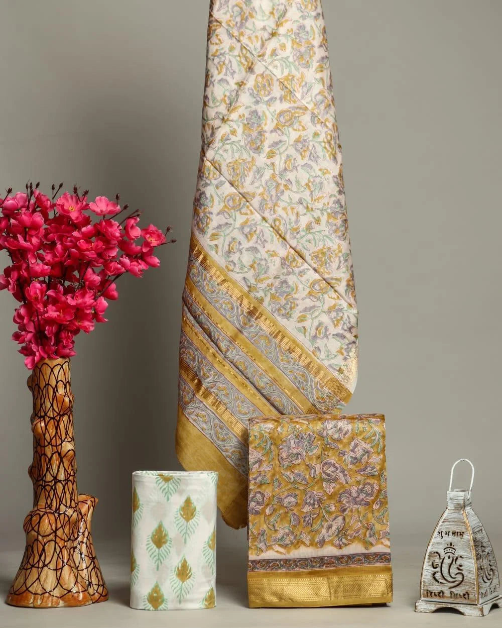 Handblock Printed Maheshwari Silk Salwar Suit Sets