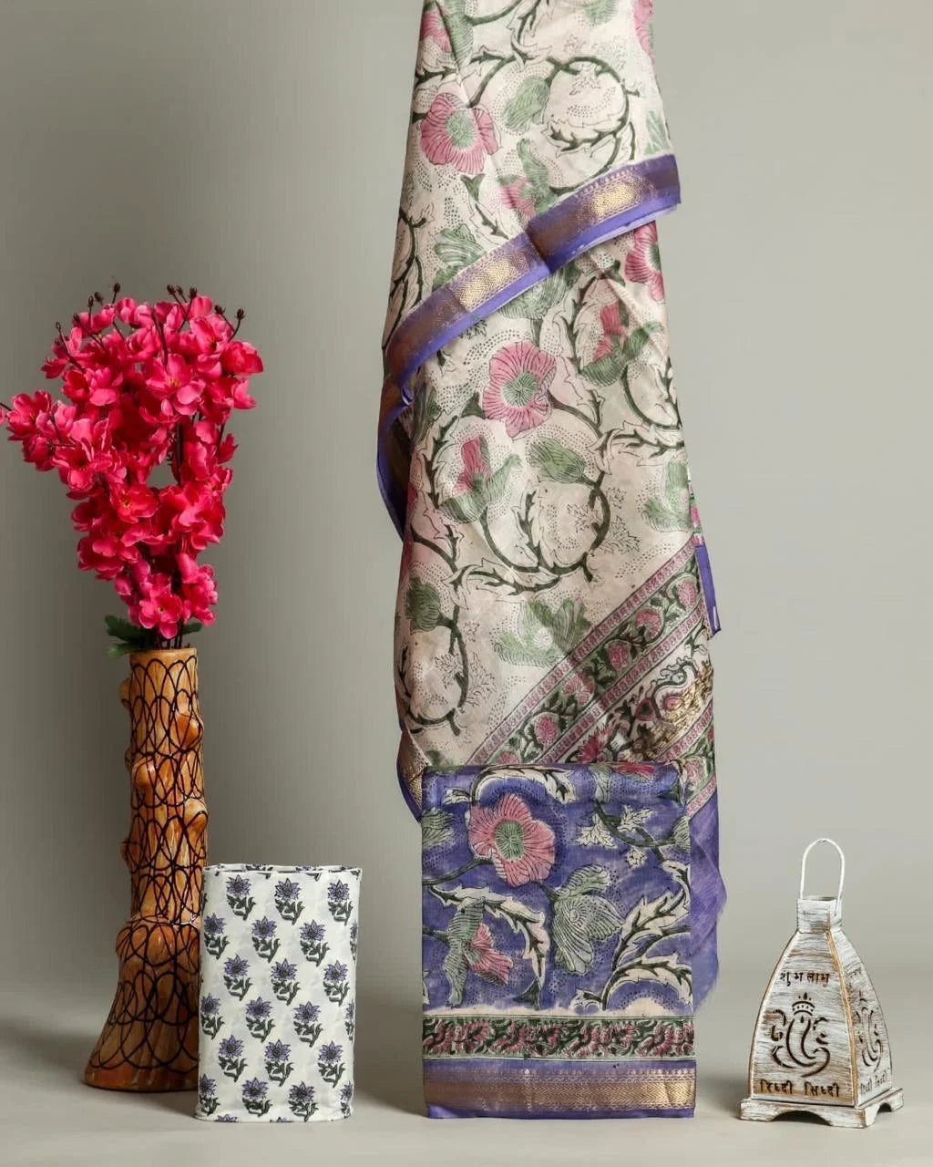 Handblock Printed Maheshwari Silk Salwar Suit Sets