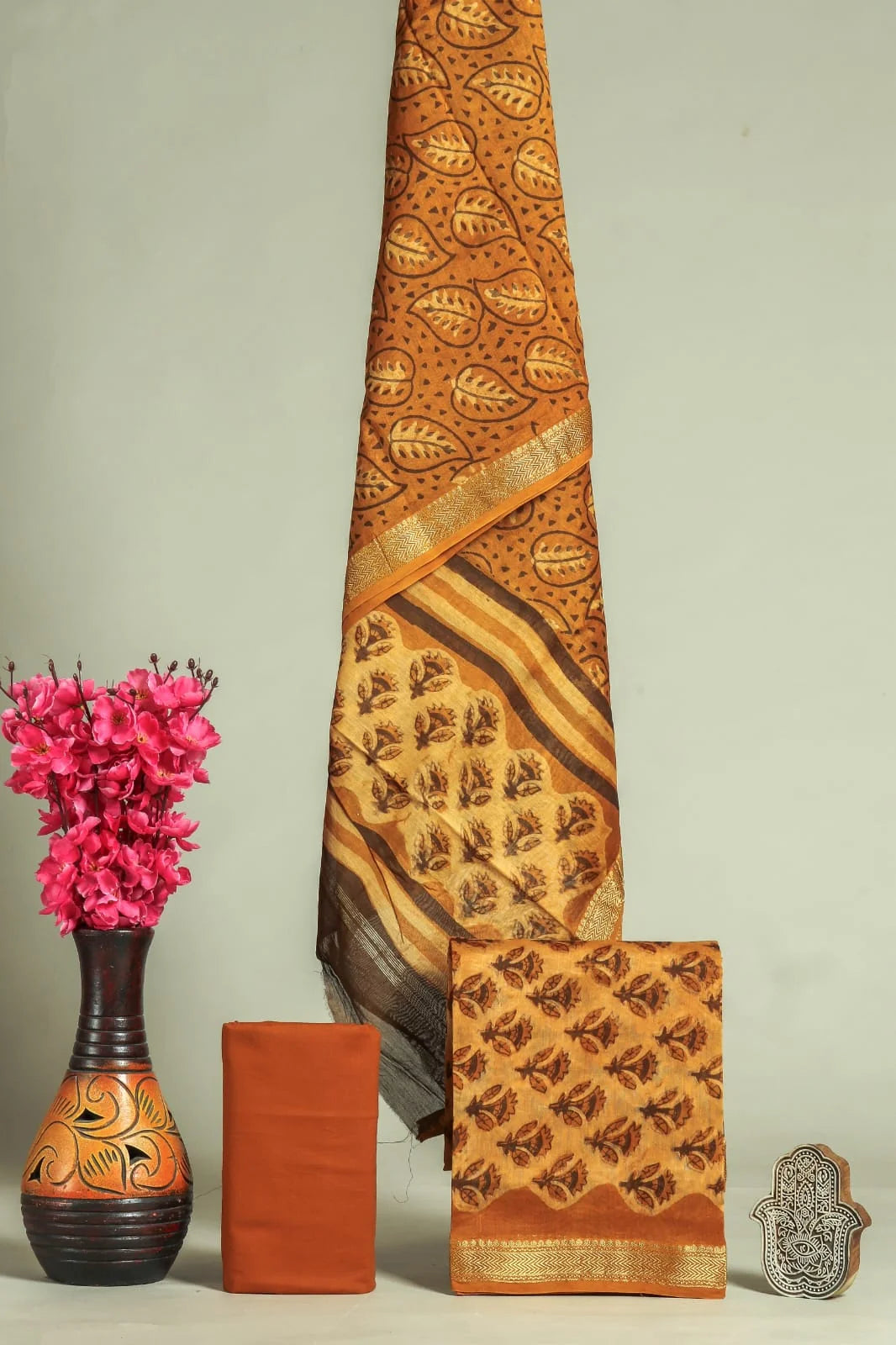 Handblock Printed Maheshwari Silk Salwar Suit Sets