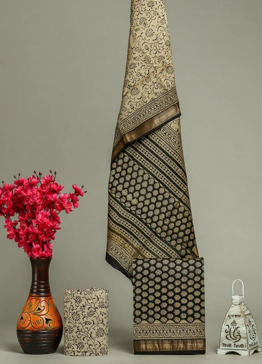 Handblock Printed Maheshwari Silk Salwar Suit Sets