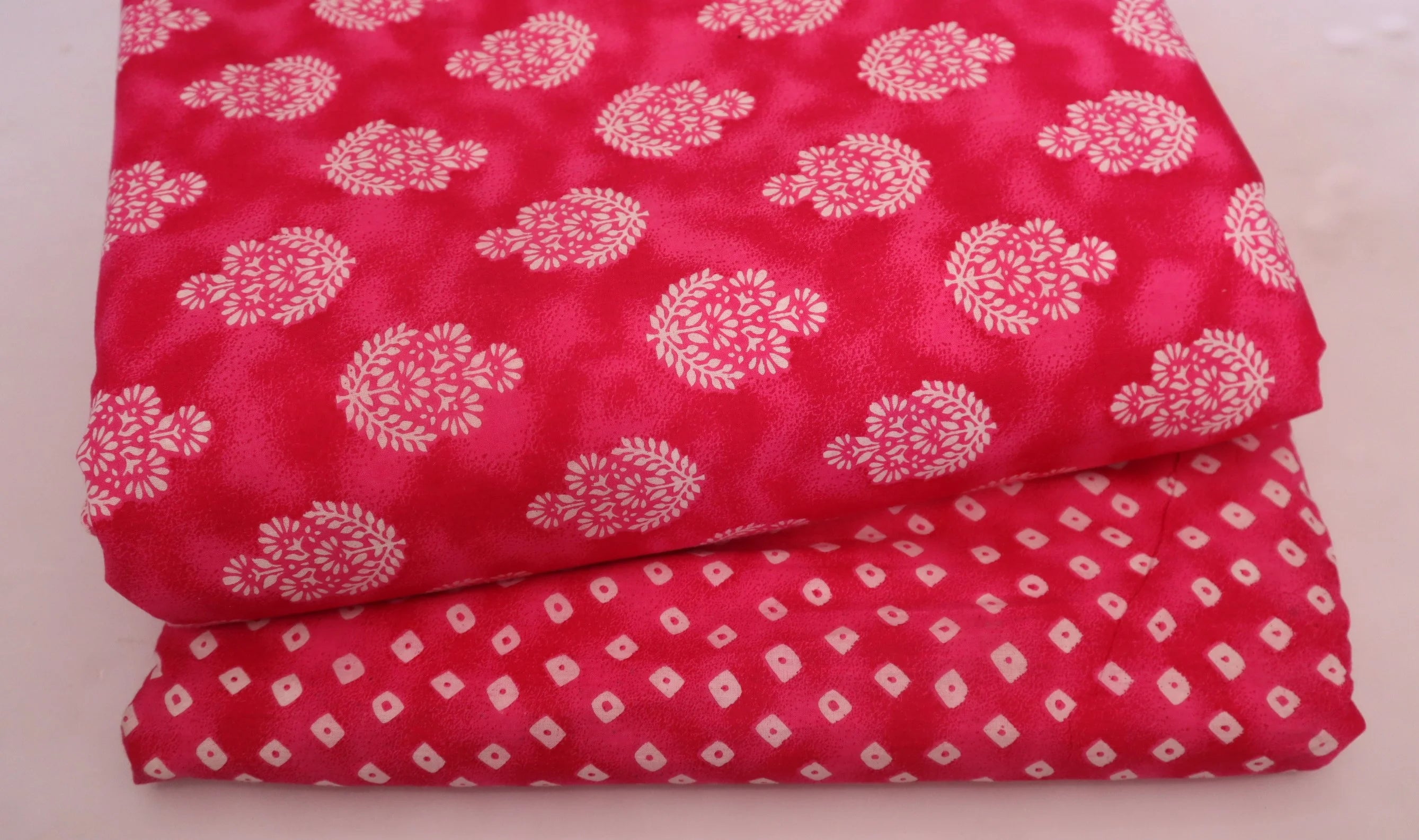 Screen Printed Pure Cotton Fabric Set ( Top and bottom 2.5 meter each )