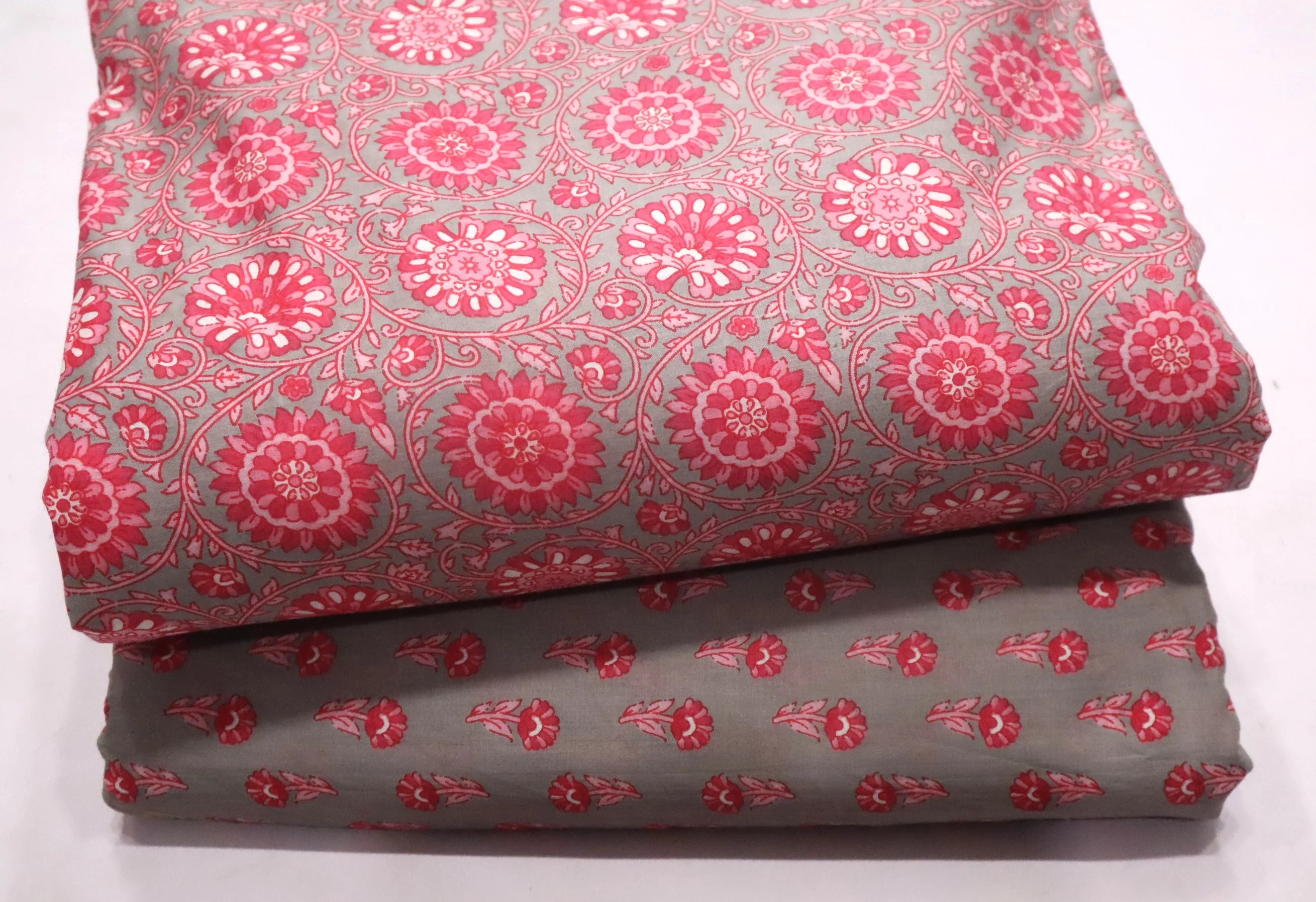 Screen Printed Pure Cotton Fabric Set ( Top and bottom 2.5 meter each )