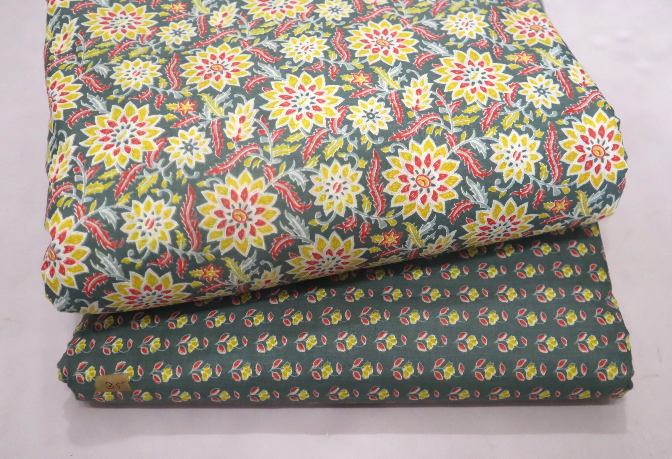 Screen Printed Pure Cotton Fabric Set ( Top and bottom 2.5 meter each )