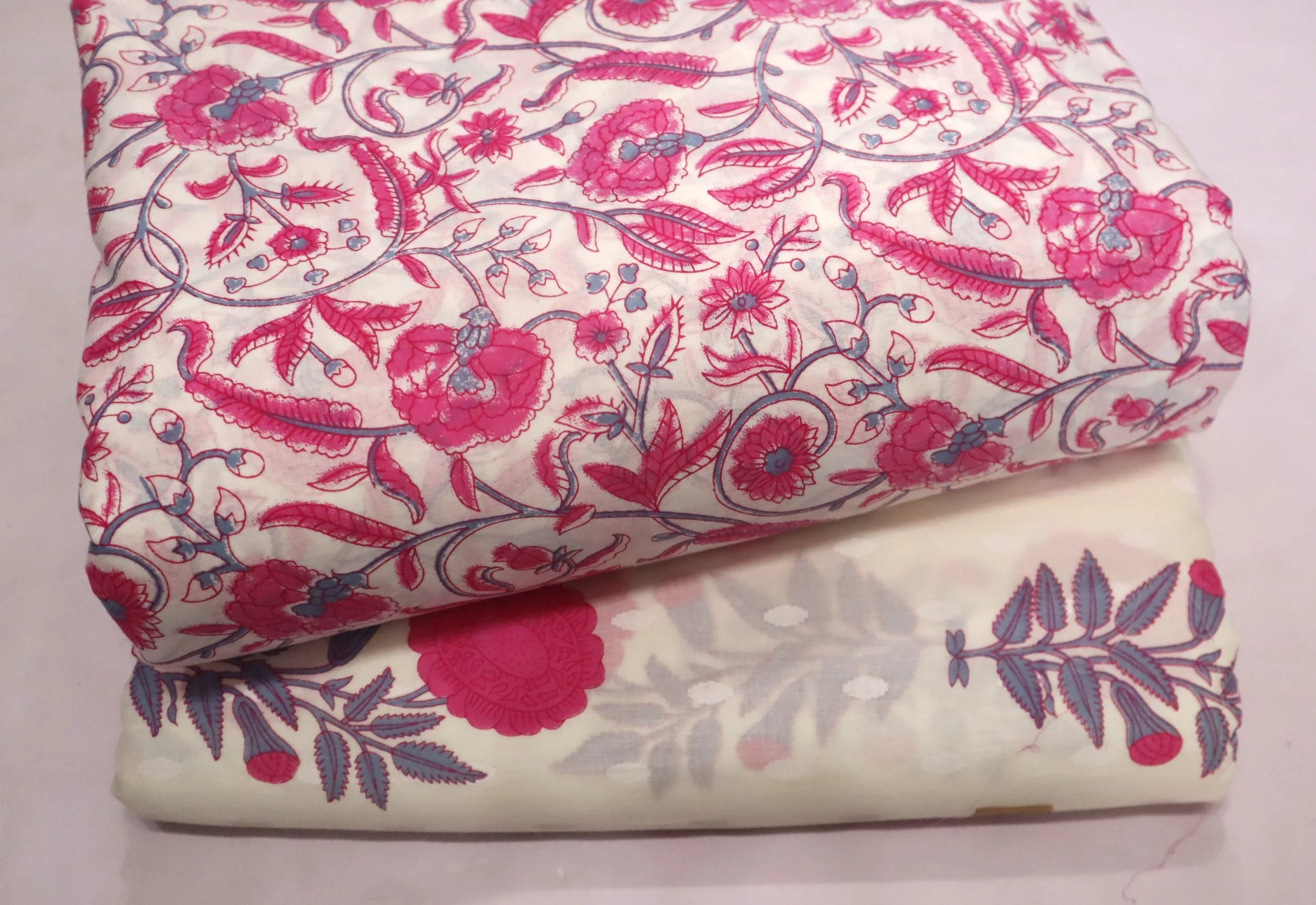 Screen Printed Pure Cotton Fabric Set ( Top and bottom 2.5 meter each )