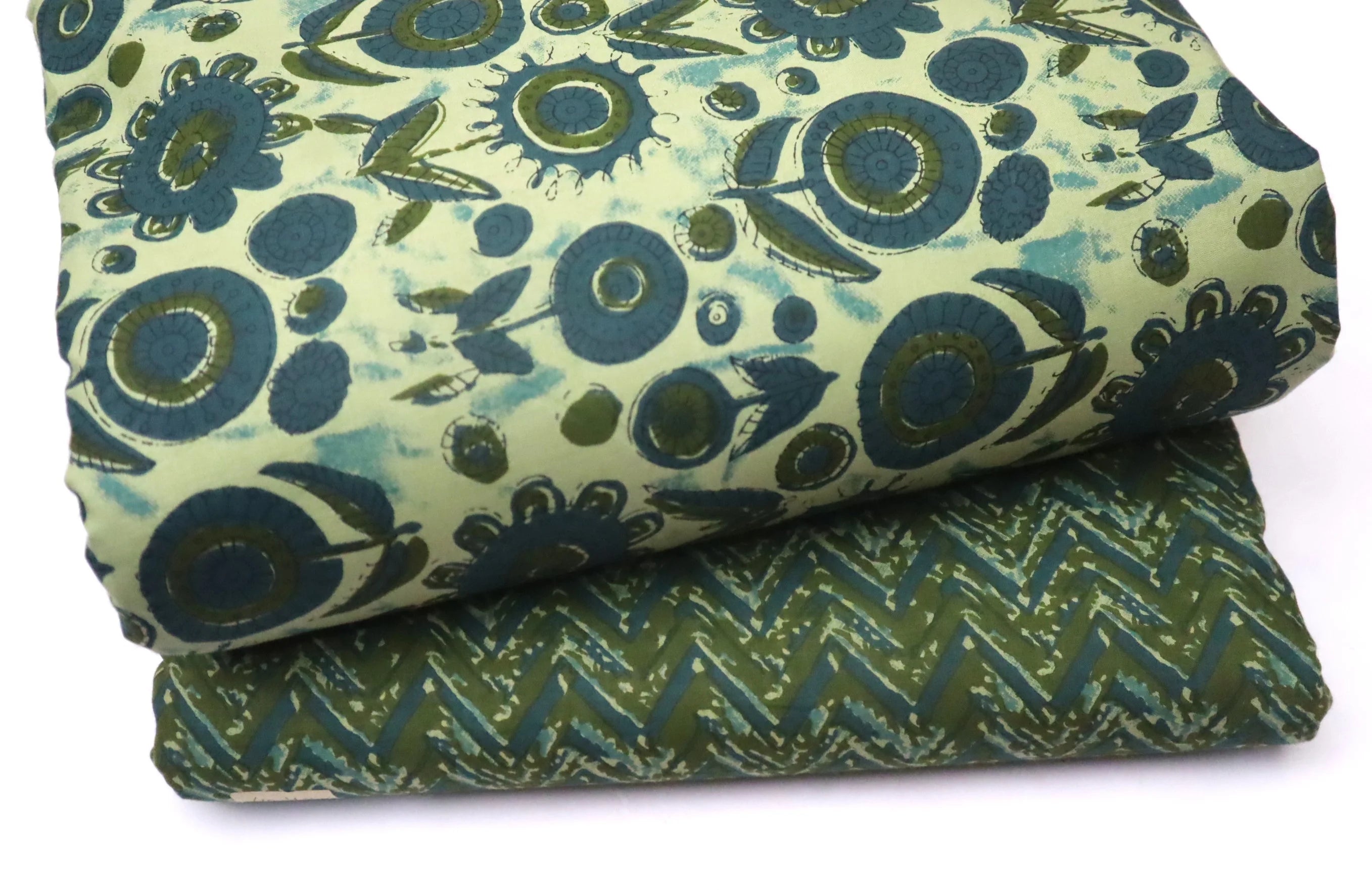 Screen Printed Pure Cotton Fabric Set ( Top and bottom 2.5 meter each )