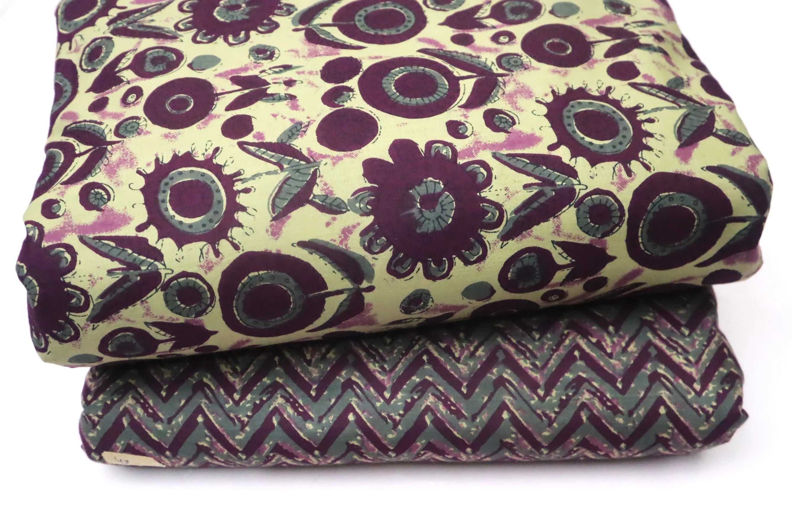 Screen Printed Pure Cotton Fabric Set ( Top and bottom 2.5 meter each )