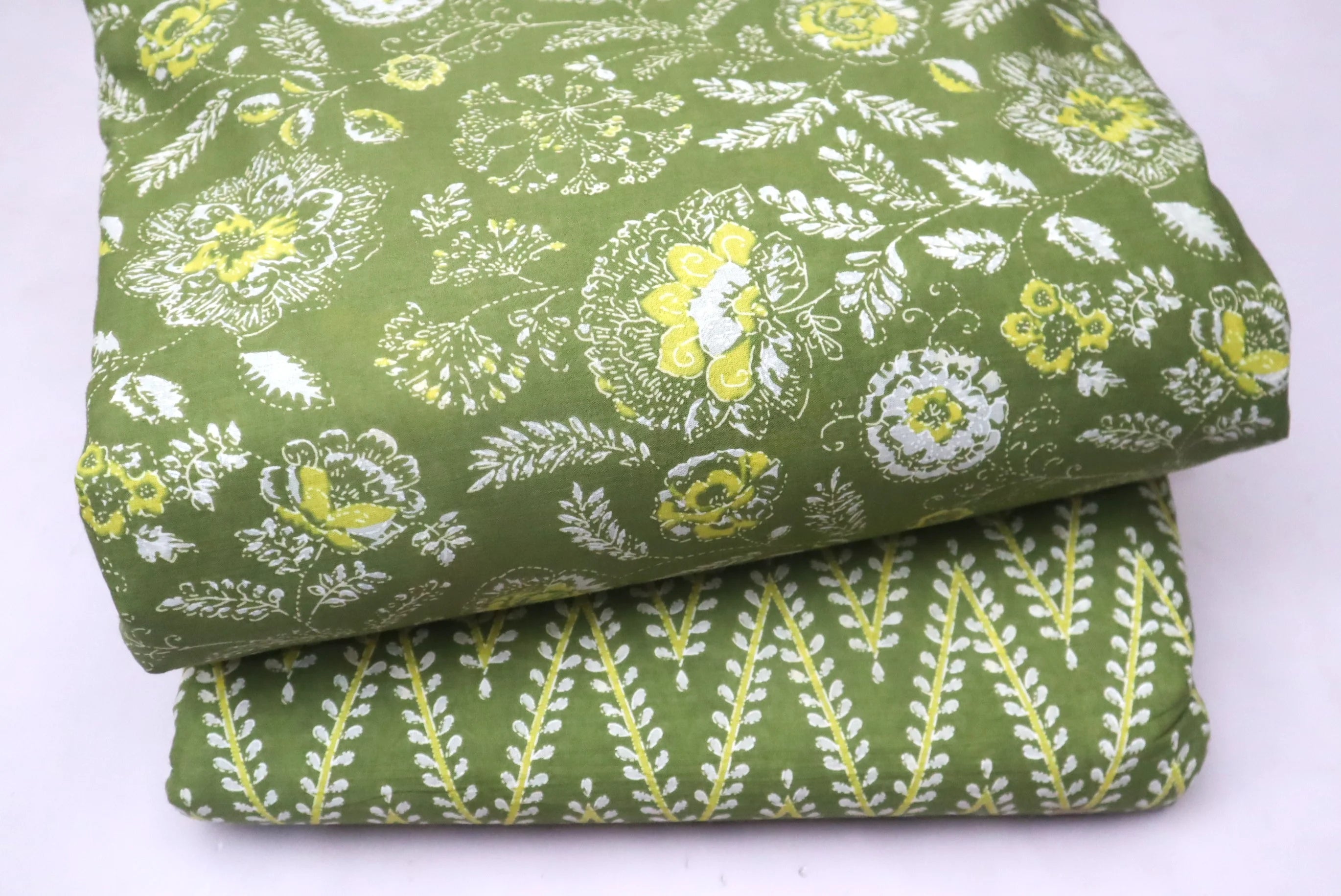 Screen Printed Pure Cotton Fabric Set ( Top and bottom 2.5 meter each )