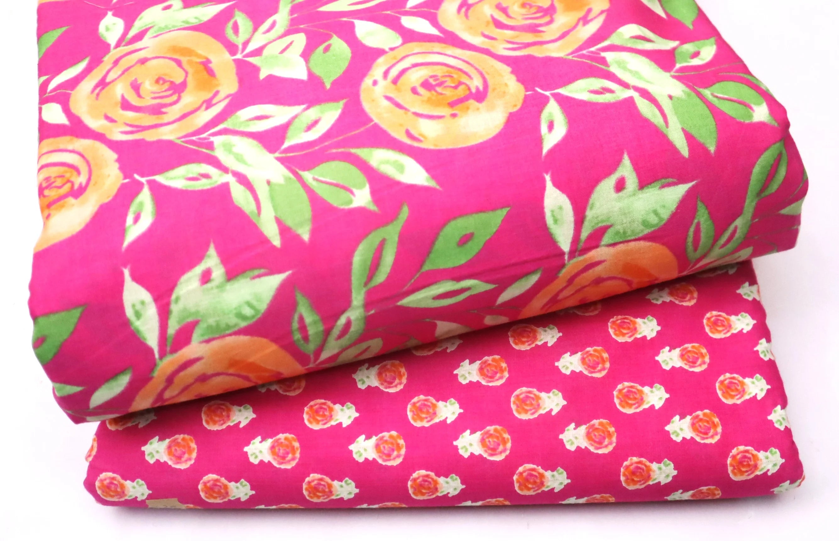 Screen Printed Pure Cotton Fabric Set ( Top and bottom 2.5 meter each )