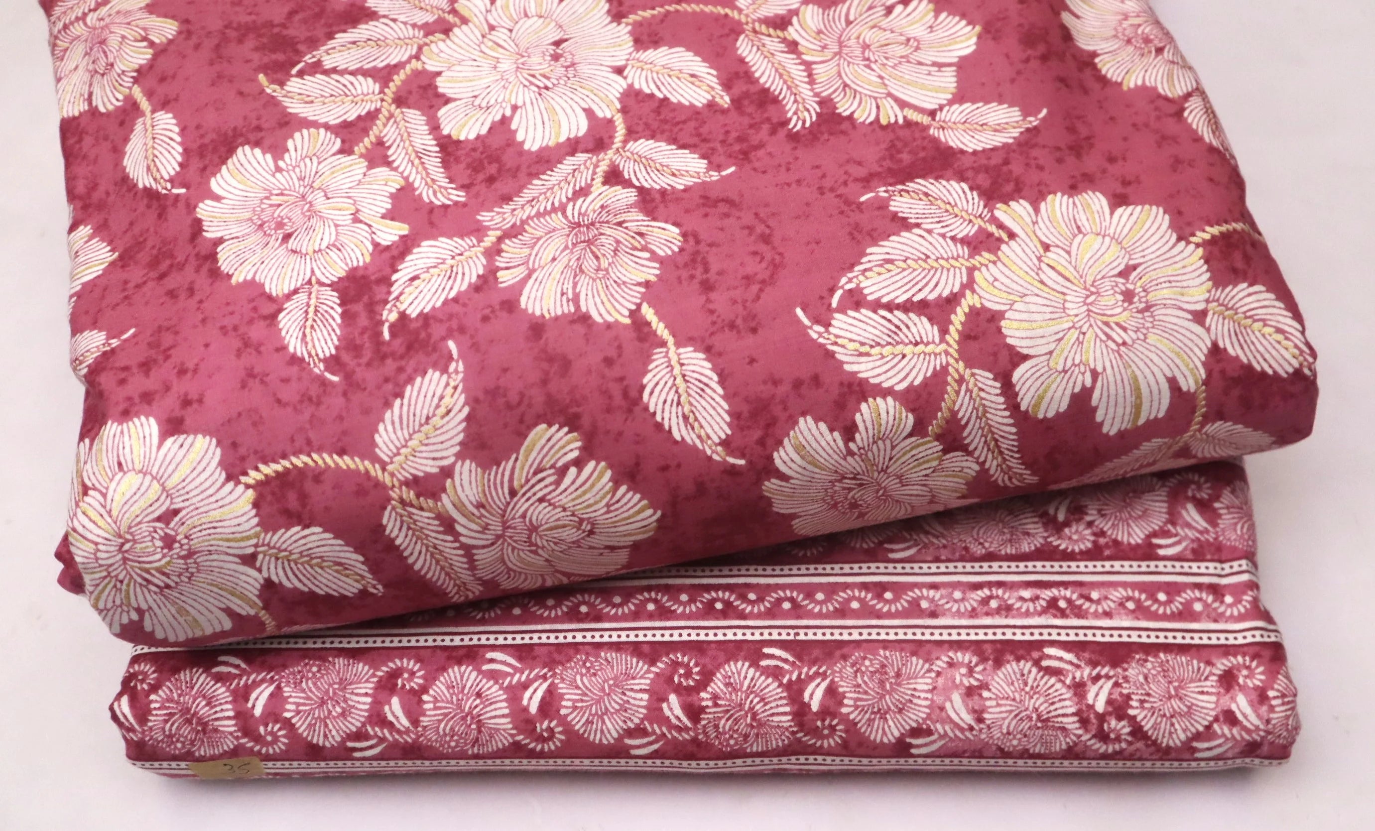 Screen Printed Pure Cotton Fabric Set ( Top and bottom 2.5 meter each )