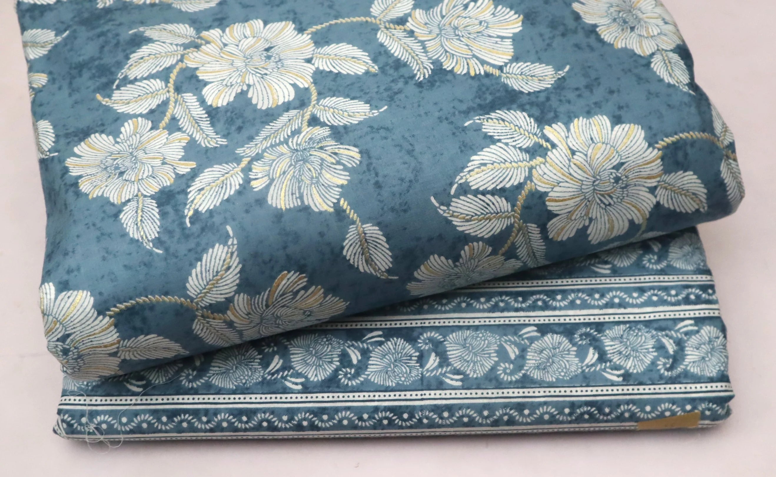 Screen Printed Pure Cotton Fabric Set ( Top and bottom 2.5 meter each )