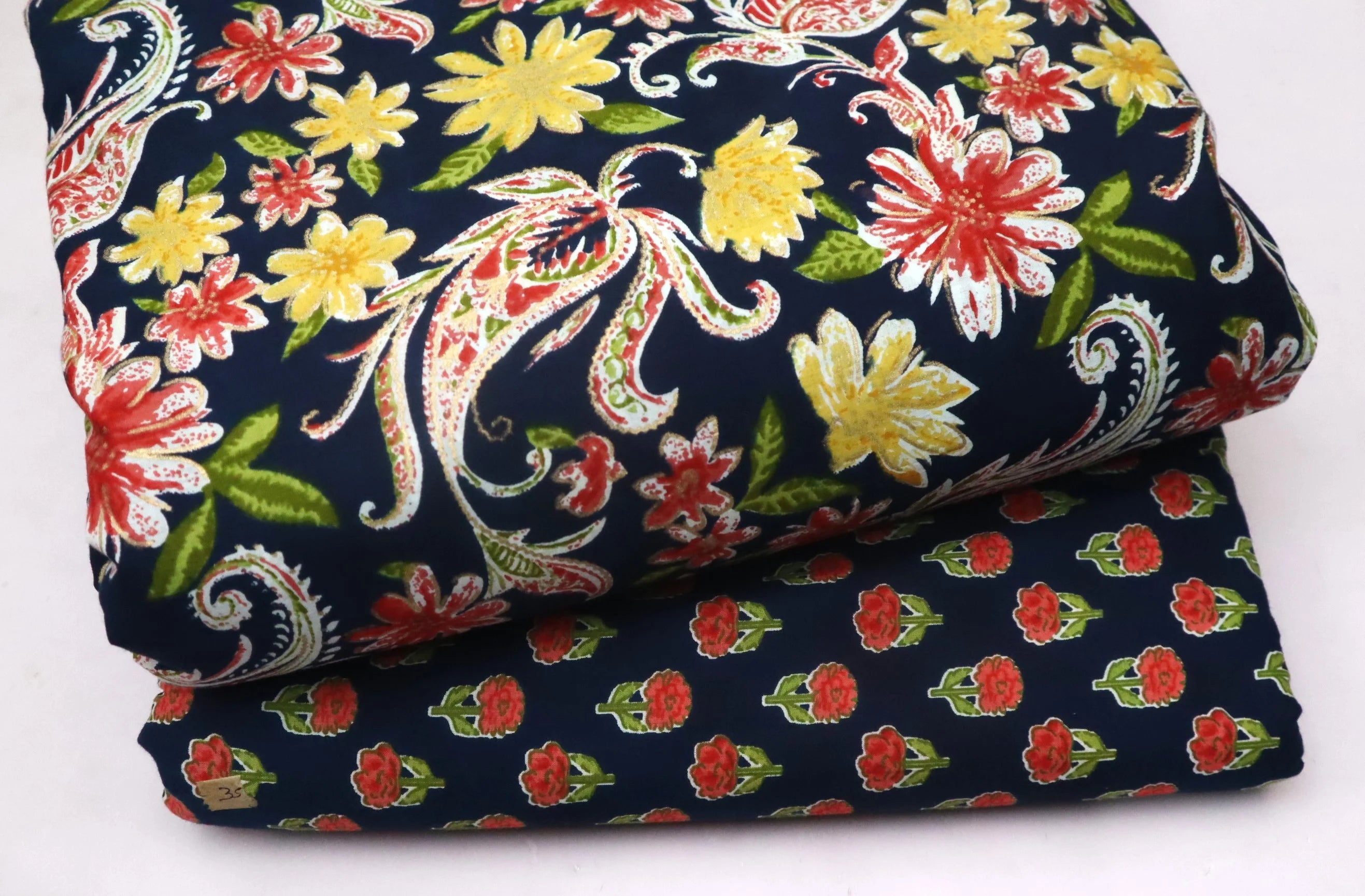 Screen Printed Pure Cotton Fabric Set ( Top and bottom 2.5 meter each )