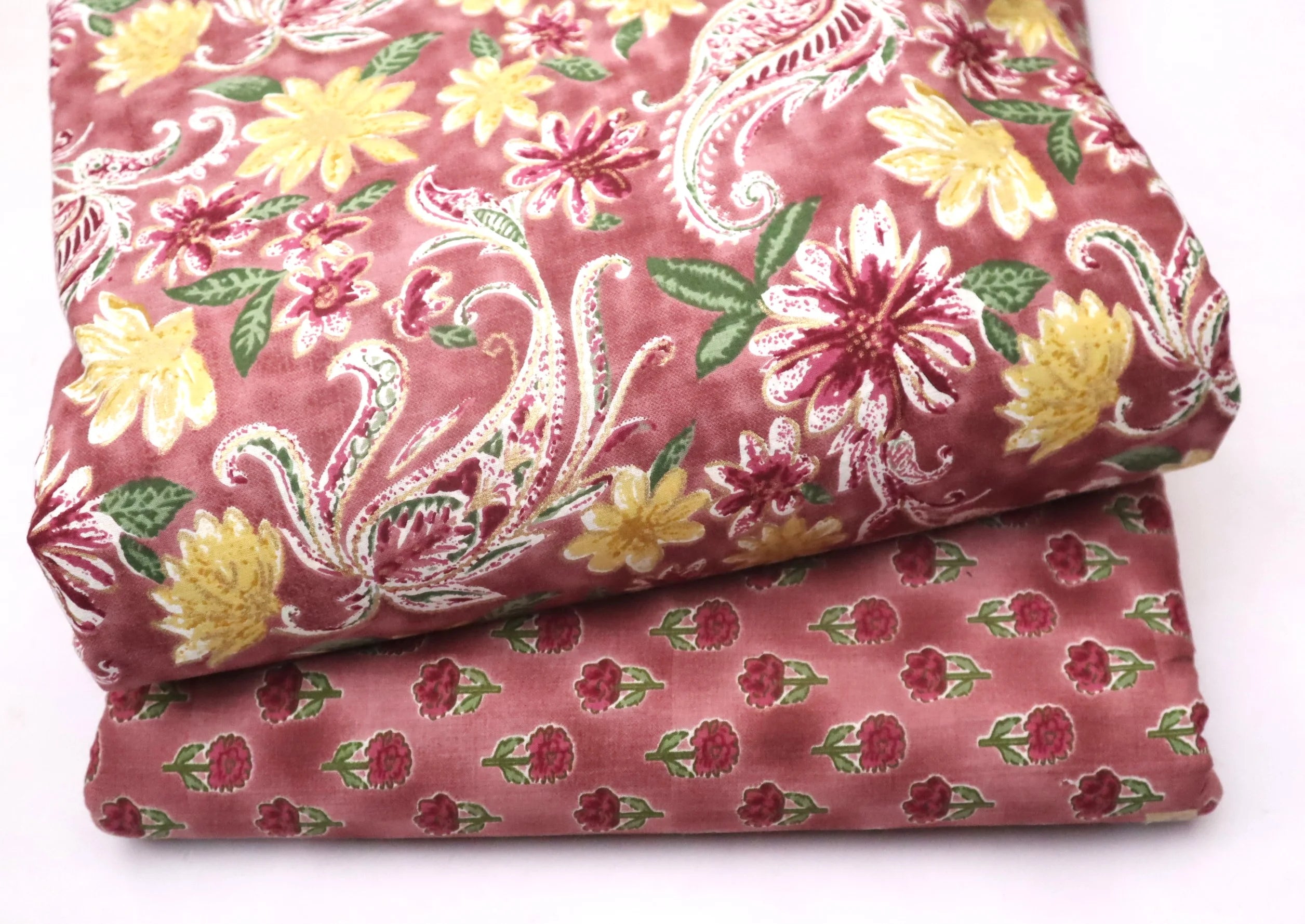 Screen Printed Pure Cotton Fabric Set ( Top and bottom 2.5 meter each )