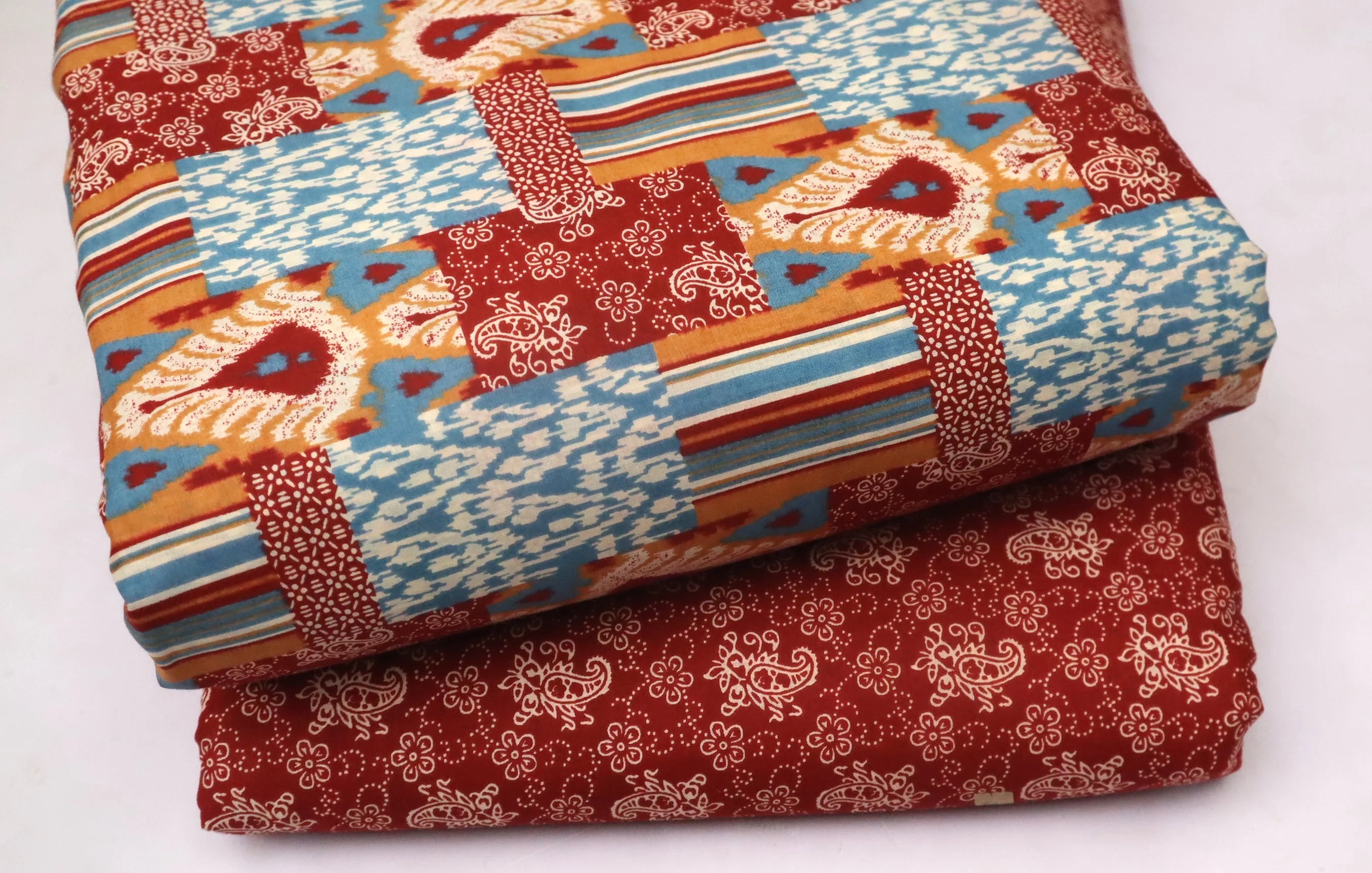 Screen Printed Pure Cotton Fabric Set ( Top and bottom 2.5 meter each )