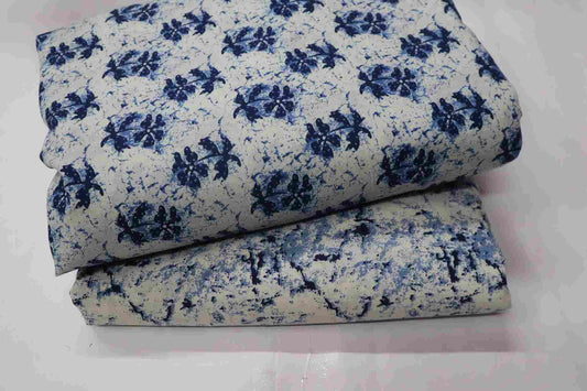 Screen Printed Pure Cotton Fabric Set  ( Top and bottom 2.5 meter each )