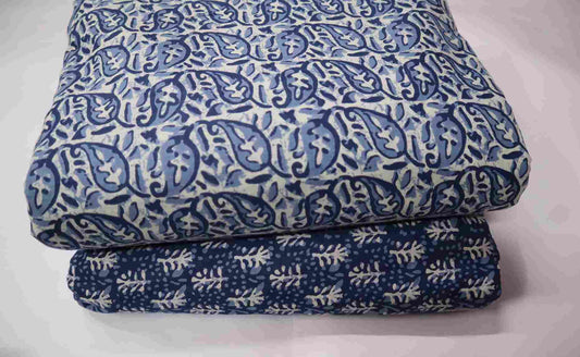 Screen Printed Pure Cotton Fabric Set  ( Top and bottom 2.5 meter each )