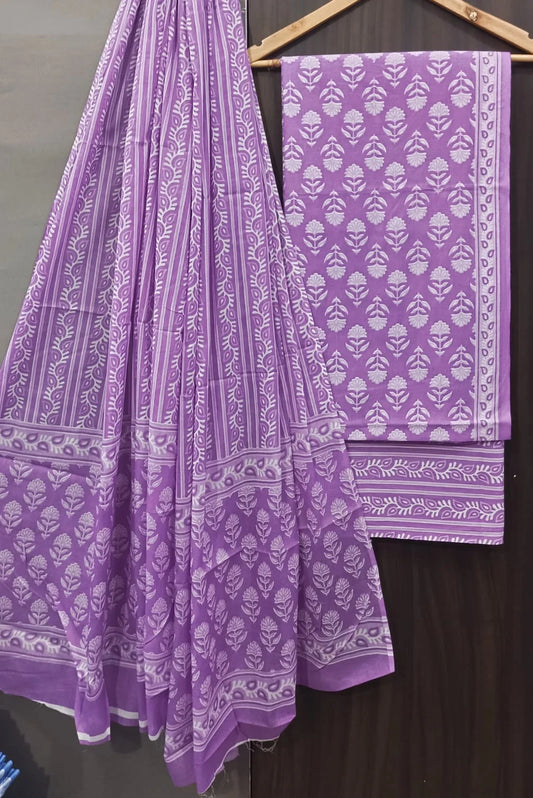 Unstitched Pure Cotton Dupatta Suits Online - Fabric Bazaar