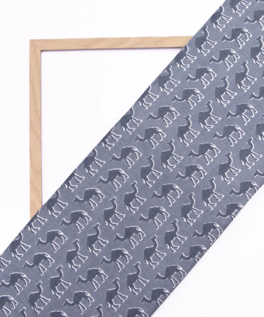 Jaipuri Screen Grey Camel Kids Printed Pure Cotton fabric