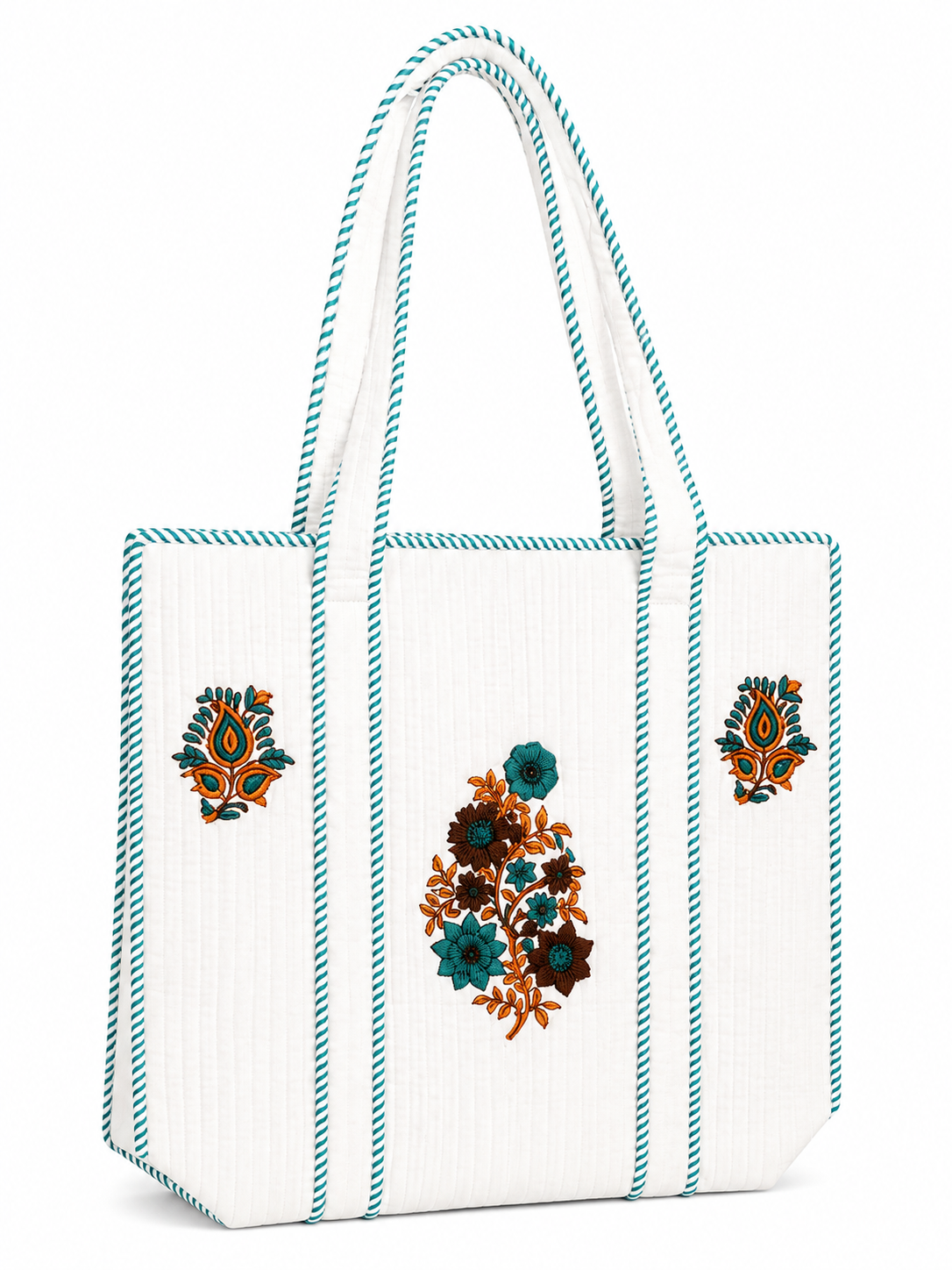 16 Inch Handblock Cotton Printed Fabric Tote Bag – Stylish & Spacious Everyday Carry Bag