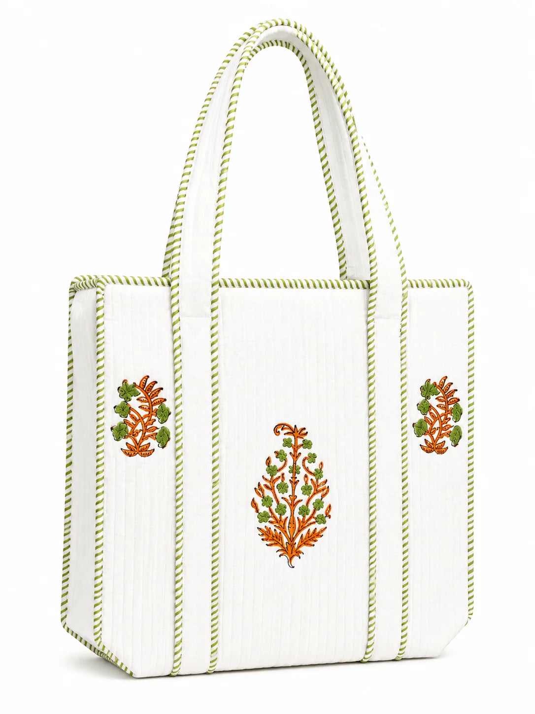 16 Inch Handblock Cotton Printed Fabric Tote Bag – Stylish & Spacious Everyday Carry Bag