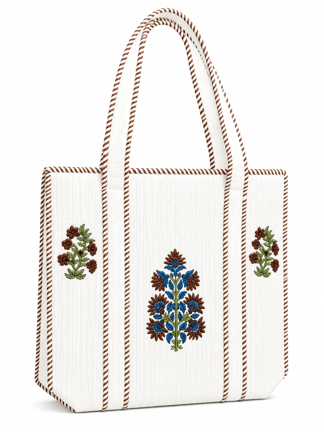 16 Inch Handblock Cotton Printed Fabric Tote Bag – Stylish & Spacious Everyday Carry Bag