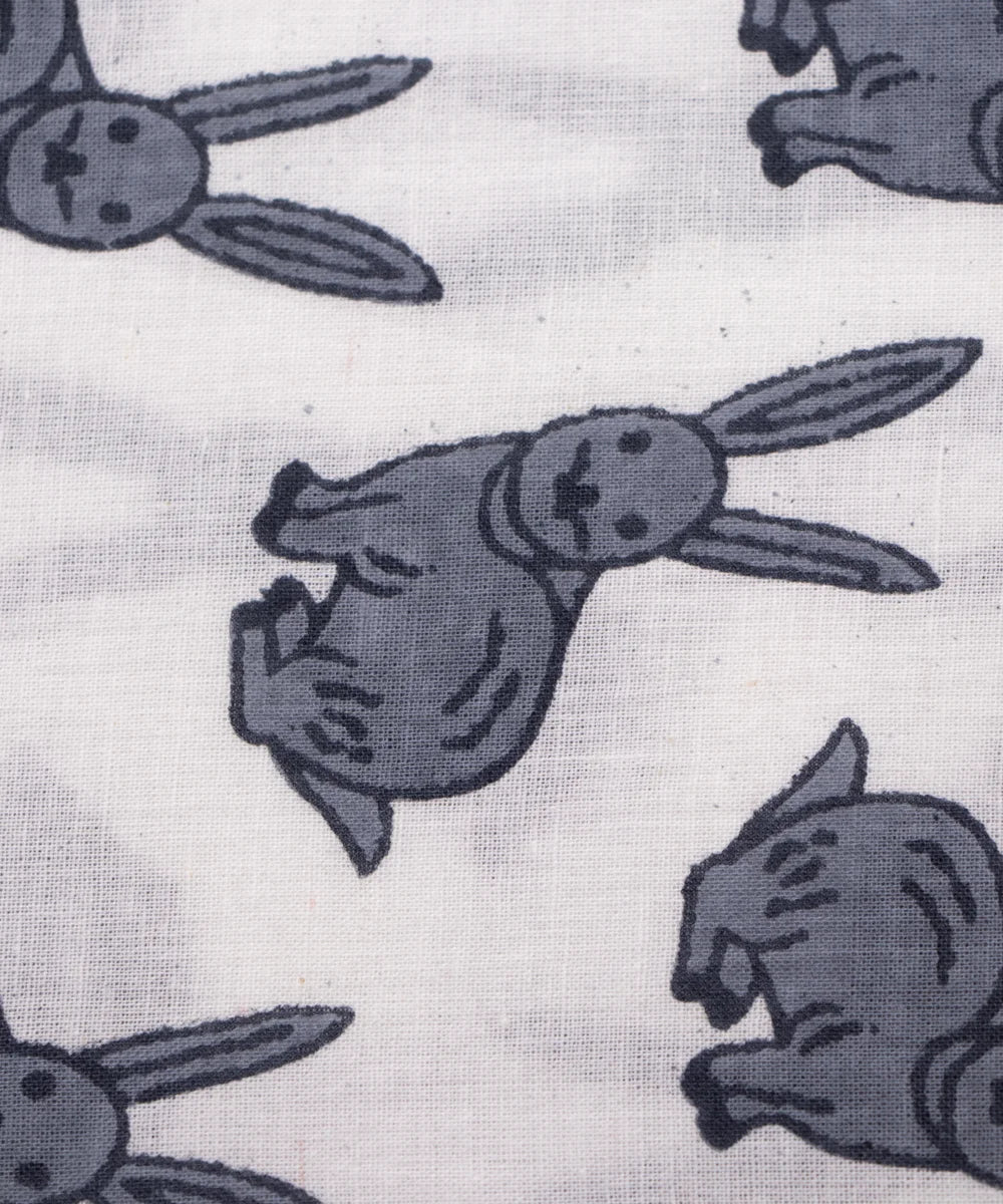 Jaipuri Screen Grey Rabbit Kids Printed Pure Cotton fabric