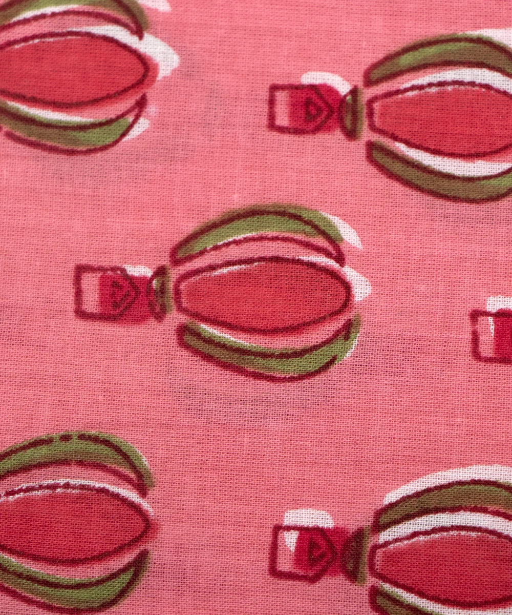 Jaipuri Screen Rose Pink Kids Printed Pure Cotton fabric