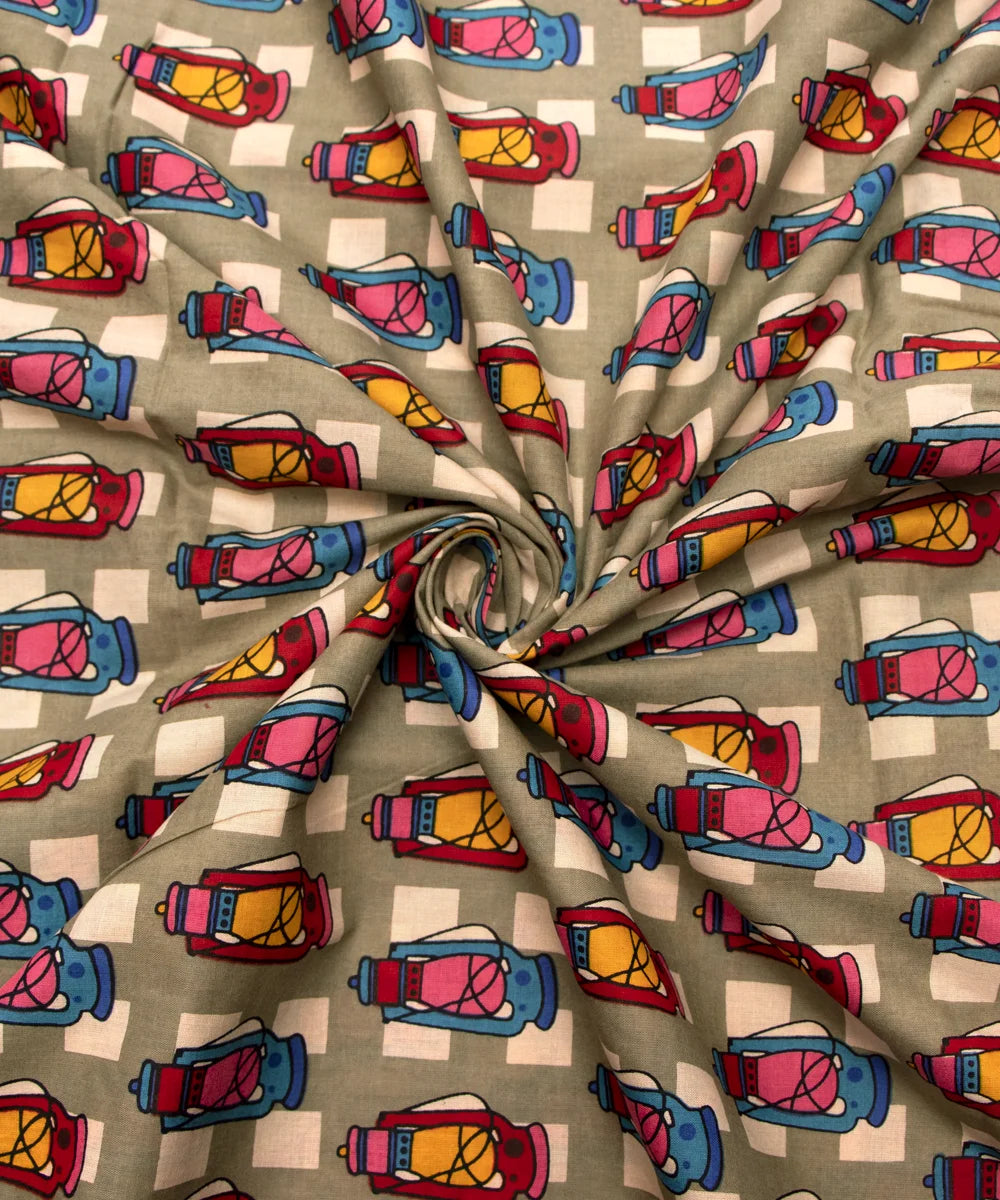 Jaipuri Screen Lamp Kids Printed Pure Cotton fabric