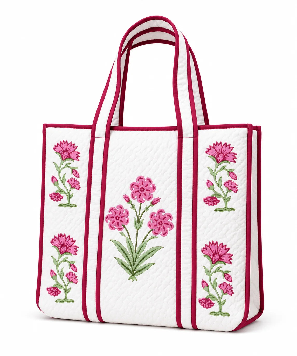 18 Inch Handblock Cotton Printed Fabric Tote Bag – Stylish & Spacious Everyday Carry Bag