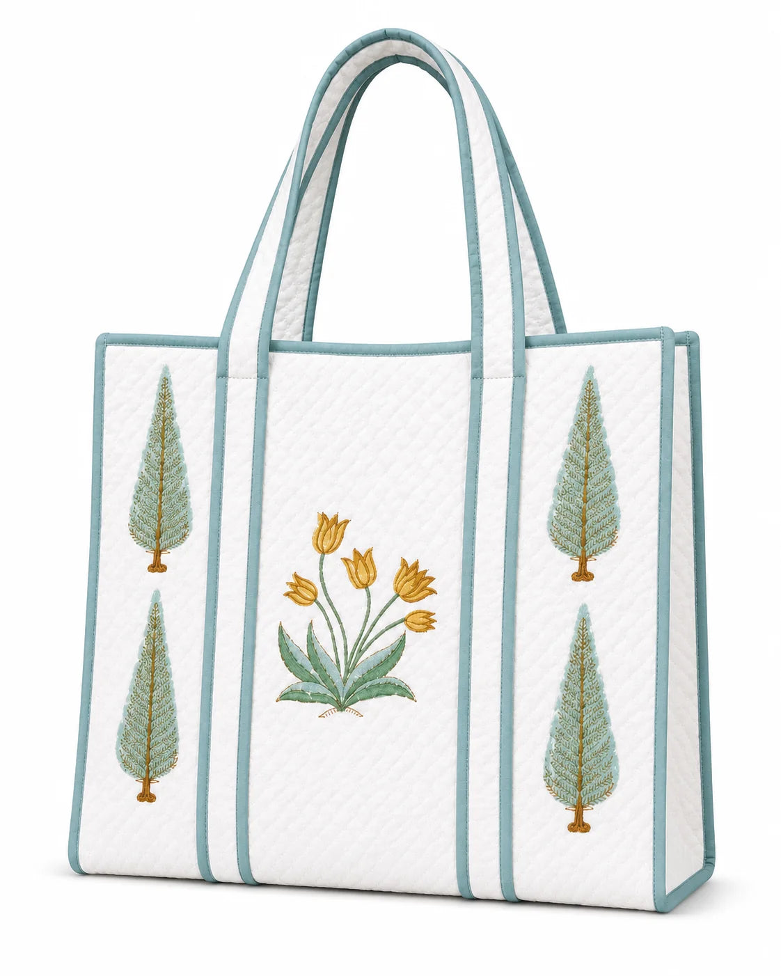 18 Inch Handblock Cotton Printed Fabric Tote Bag – Stylish & Spacious Everyday Carry Bag
