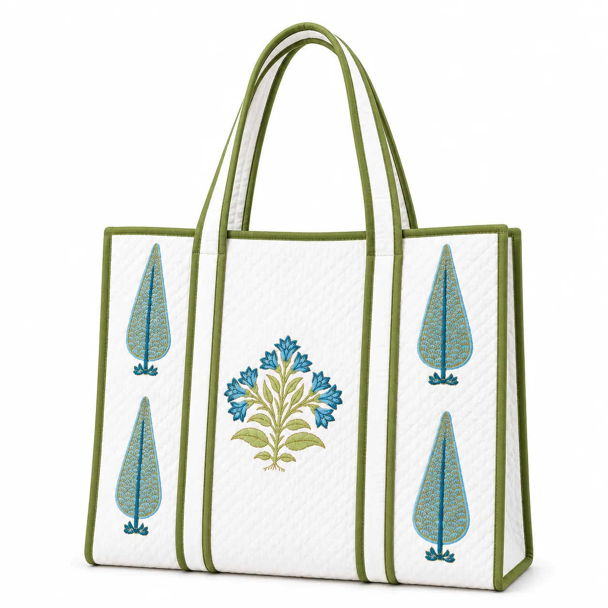 18 Inch Handblock Cotton Printed Fabric Tote Bag – Stylish & Spacious Everyday Carry Bag
