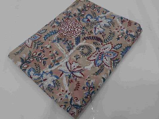 Handblock Printed Rapid Natural dye Brown Floral Soft Pure Cotton fabrics