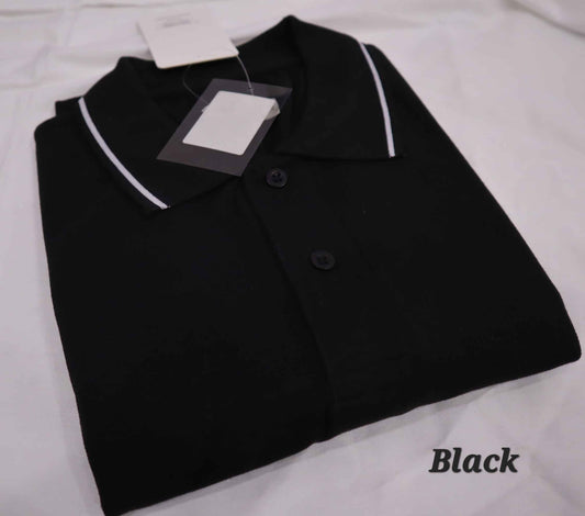 Men's Black Half Sleeves Polo Plain Casual T-Shirt