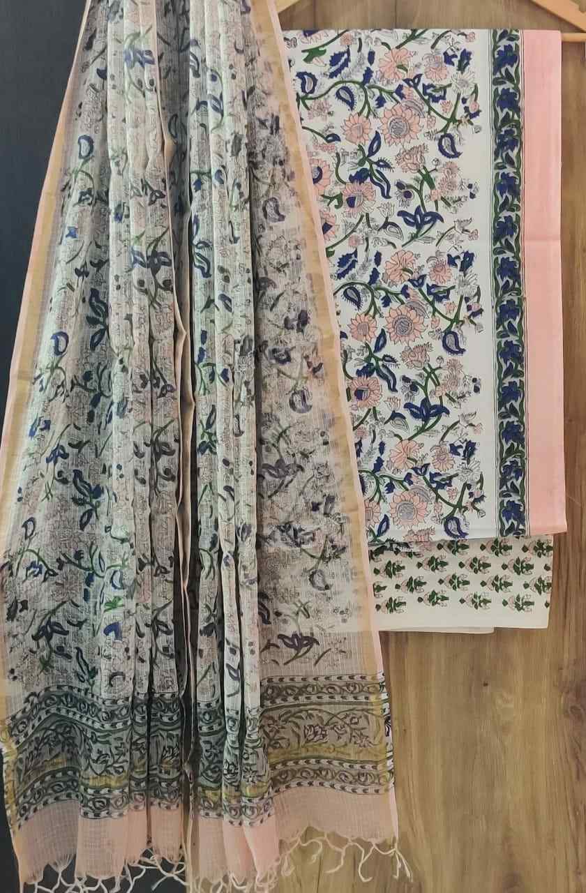 Printed Pure Kota Doria Cotton Un-Stitched Suit With Dupatta main image 0