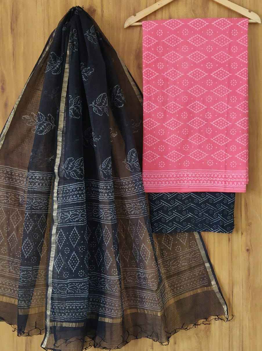 Organic Luxe Cotton Dress Material with Kota Doria Dupatta main image 1