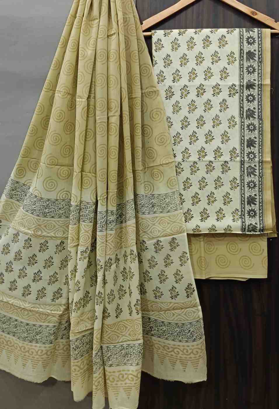 Screen Jaipuri Pure Cotton Salwar Suit With Mulmul Dupatta