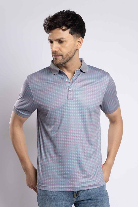 Men's Printed Dry Fit Fashion Polo Gym T-Shirt ( Sports Wear )