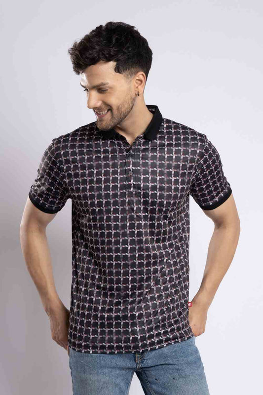 Men's Printed Dry Fit Fashion Polo Gym T-Shirt ( Sports Wear )