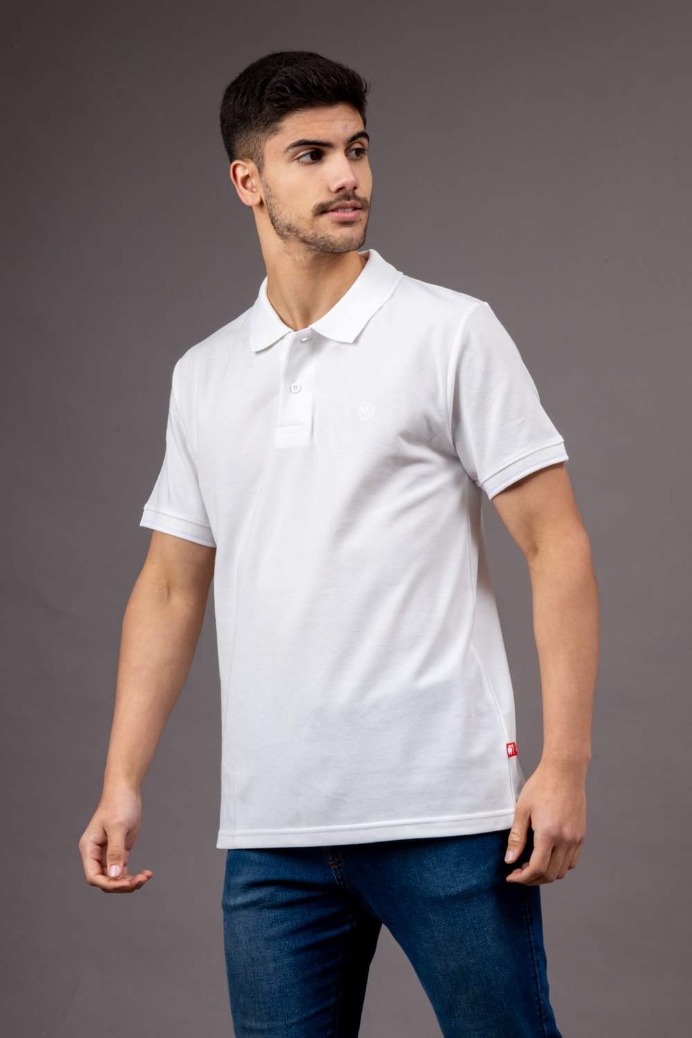 Men's White Half Sleeves Polo Plain Casual T-Shirt